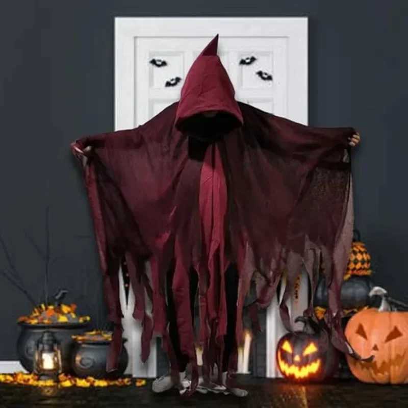 Halloween Costume for Adults Mens Horror Cloak Hooded Robe Masquerade Party Cosplay Prop L250918