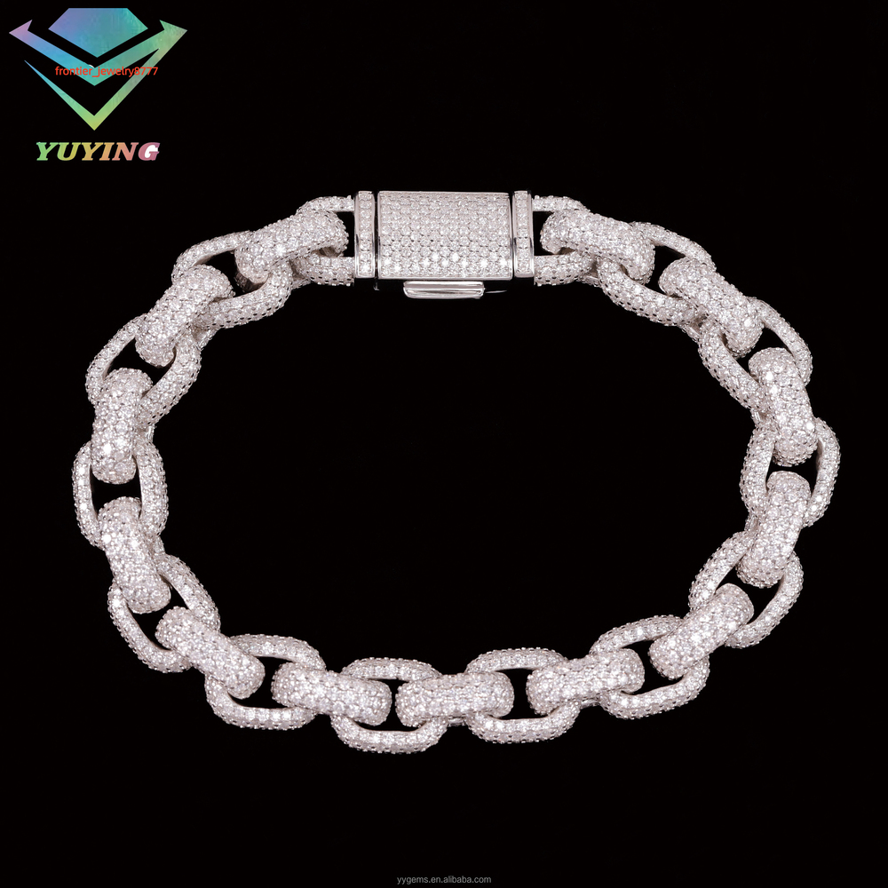 Fine Jewelry 10mm Rope Style Bracelet S925 Silver VVS Moissanite Iced Diamond Cuban Bracelet for Men Women
