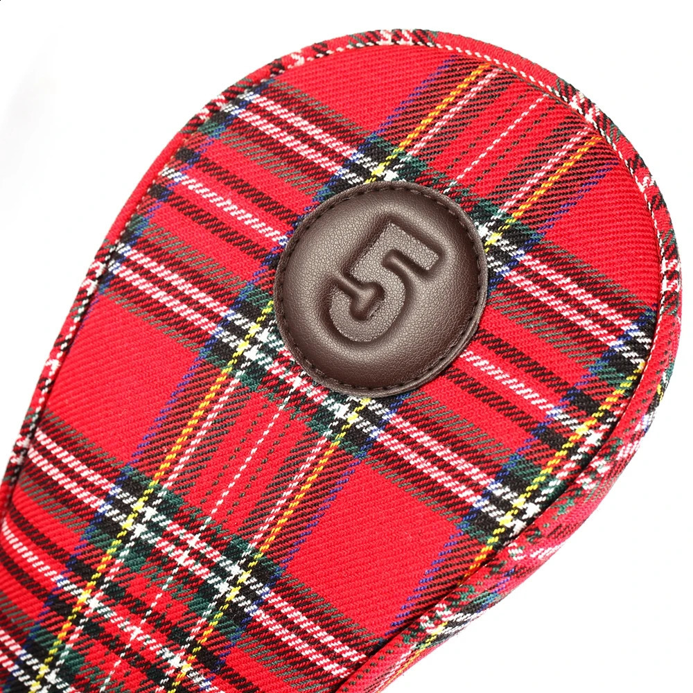 Soft Red Tartan Plaid Golf Club Headcover 1 3 5 X Sets Driver Fairway Wood Hybrid Covers 250918