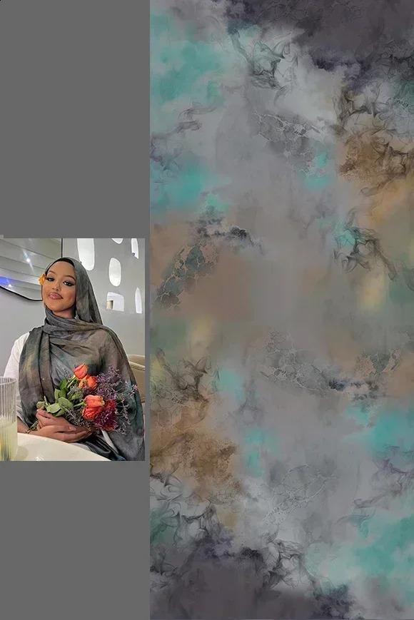 est Printed Modal Cotton Hijab Scarf Muslim Premium Ombre Tie Dye Watercolour Marble Print Shawl Hijab Scarf 250918
