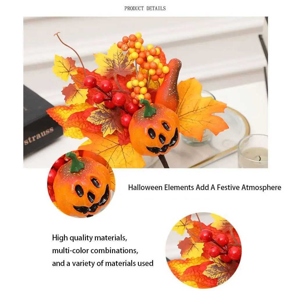 Artificial Maple Leaf Pumpkin Berry Branches Harvest Autumn Decoration Ornament Halloween Decor for Home Thanksgiving DIY Crafts C250919