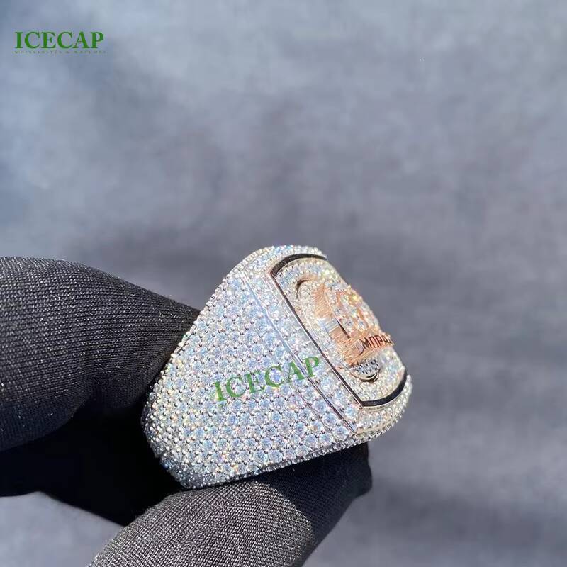 Custom Hiphop Ring for Men Iced Out Fully VVS Moissanite Champion Name 925 Silver 18k Gold Plated Rings