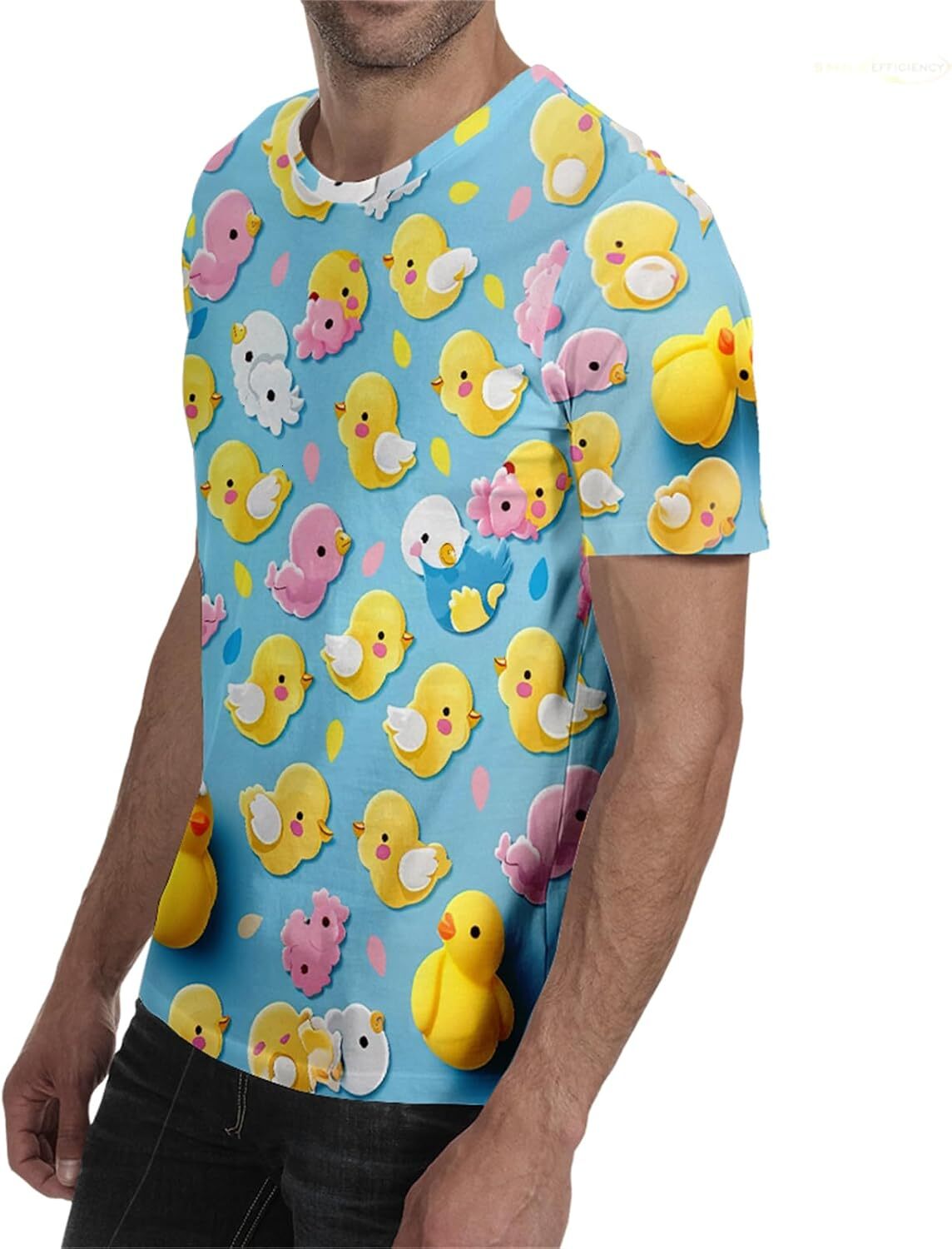 Mens T shirt Cute Rubber Duck T Shirt for Men 3D Printed Colorful Ducklings Animal Pattern Casual Tees Breathable Short Sleeve Top-XL T-Shirt Shirts T
