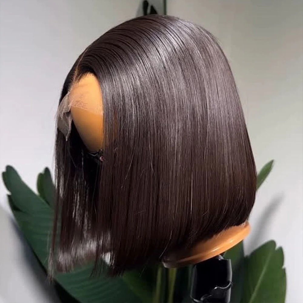 13x6 HD Transparent Lace Frontal Wigs Bob Wig Glueless Wig Human Hair Straight Full Frontal Wig 250% Density Pre Cut Short Bob Wig for Women