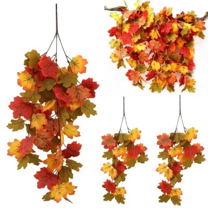 New Halloween Simulated Maple Leaf Vine Wall Hanging Autumn Party Wall Hanging Rattan Harvest Festival Leaf Rattan Maple Decor C250919