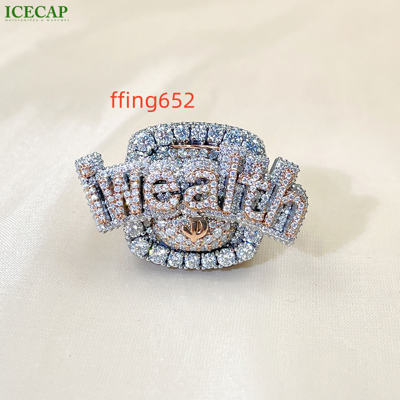 High Quality Design Fashion 925 Sterling Silver Ice Out Ring Rose Gold Plated Luxury Jewelry Diamond Moissanite Ring