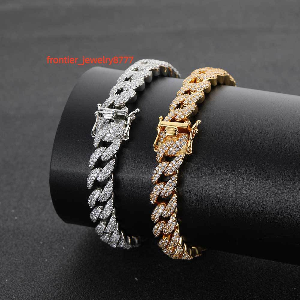 NUOYA Iced Out Diamond Cuban Bracelet Wholesale 18K Gold Plated Hip Hop Jewelry Custom Cuban Link Chain for Men