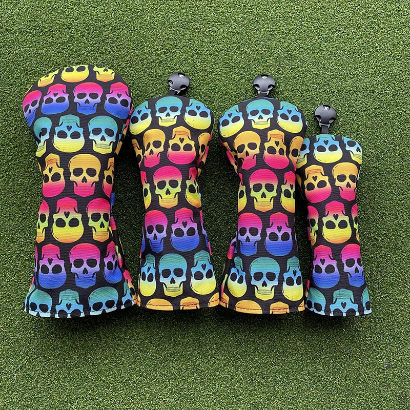 Colored Skulls Canvas Golf Woods Headcovers 135U Covers For Driver Fairway hybird Putter Clubs Heads 250918