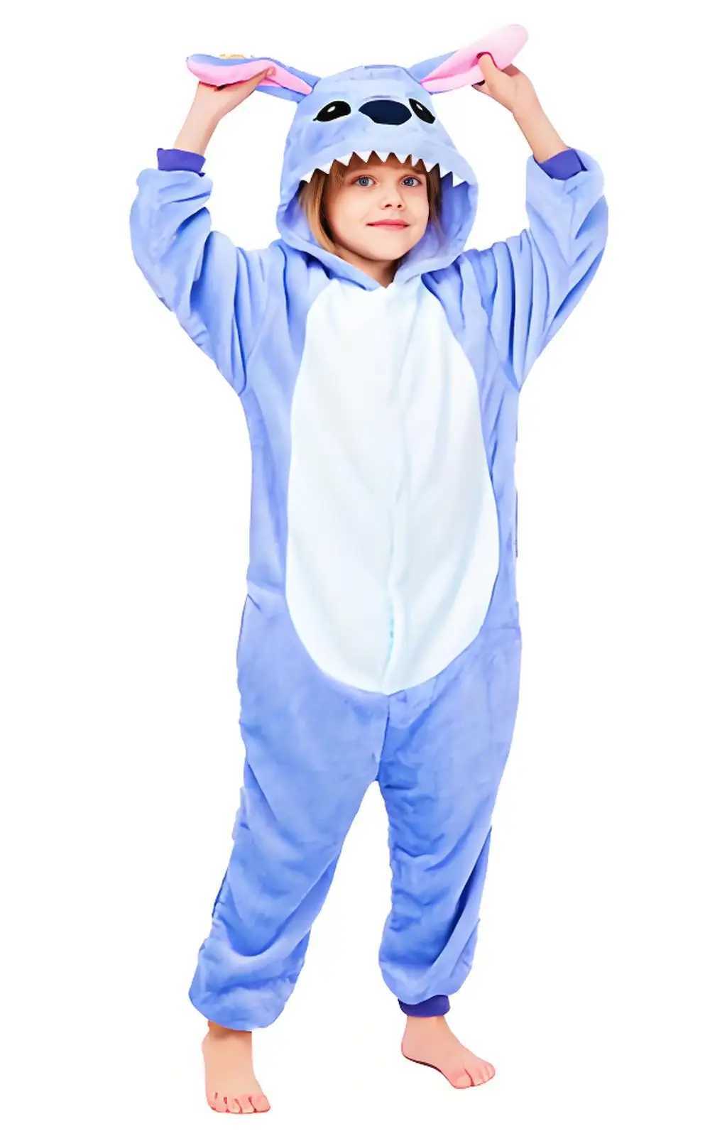 Stitch Anime Cosplay Costumes Kids Animal Cartoon Jumpsuit for Children Halloween Christmas Girls Boys Hooded Pajamas Onesies L250918