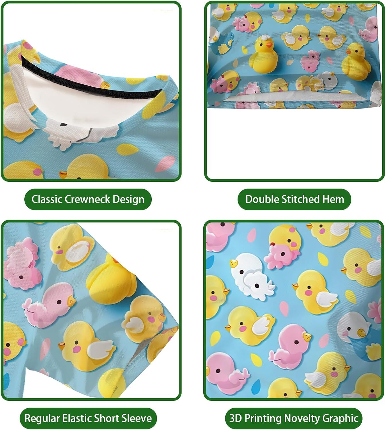 Mens T shirt Cute Rubber Duck T Shirt for Men 3D Printed Colorful Ducklings Animal Pattern Casual Tees Breathable Short Sleeve Top-XL T-Shirt Shirts T