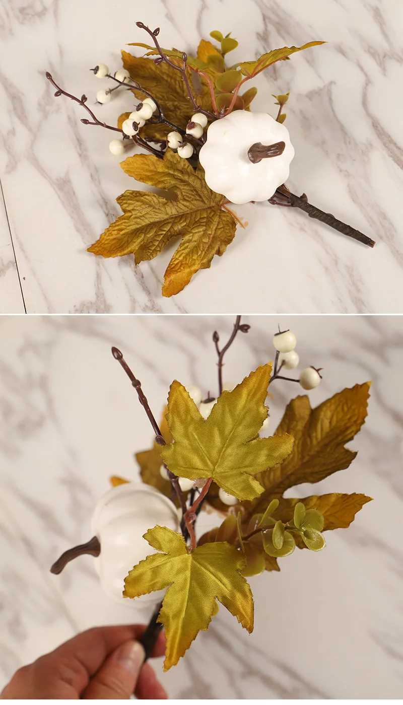 Autumn Thanksgiving Decor Maple Leaf Bunches Potted Plants Halloween Fall Decoration Artificial Greenery For Home Table Ornament C250919