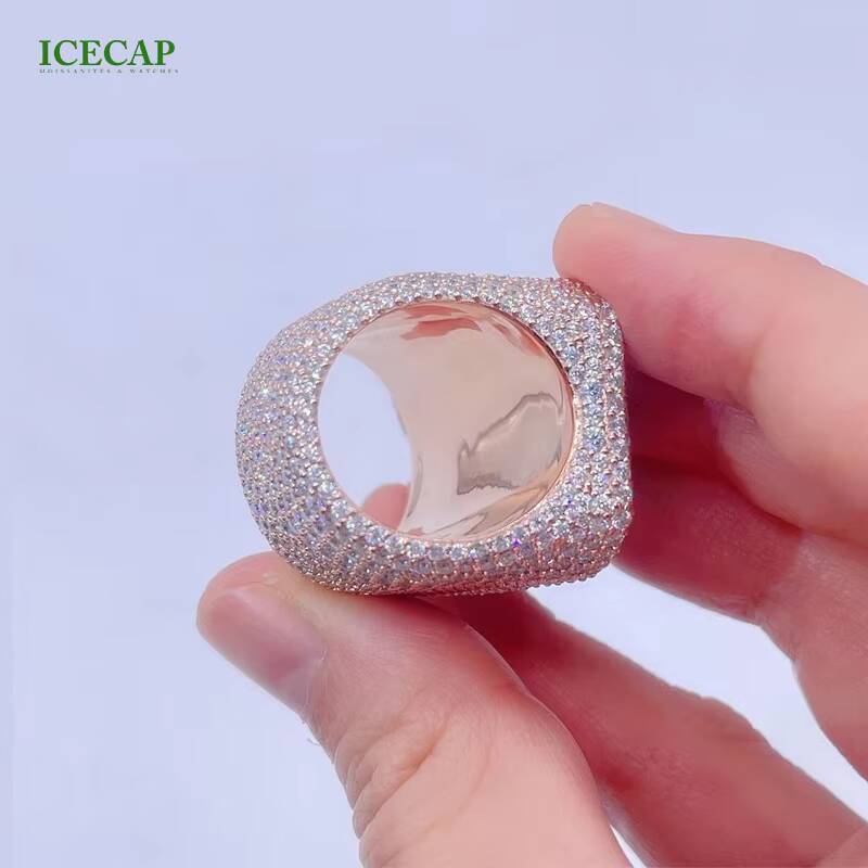 Custom Moissanite Ring Men Hiphop Letters Full Diamond 925 Silver Ring 2 Tone Fashion Men Ring