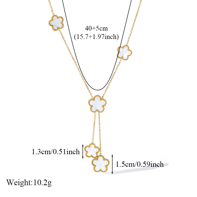 New Fashion Titanium Steel Color-Retaining Necklace Niche Light Five-Leaf Heart Lucky Clover Pendant Chain Jewelry