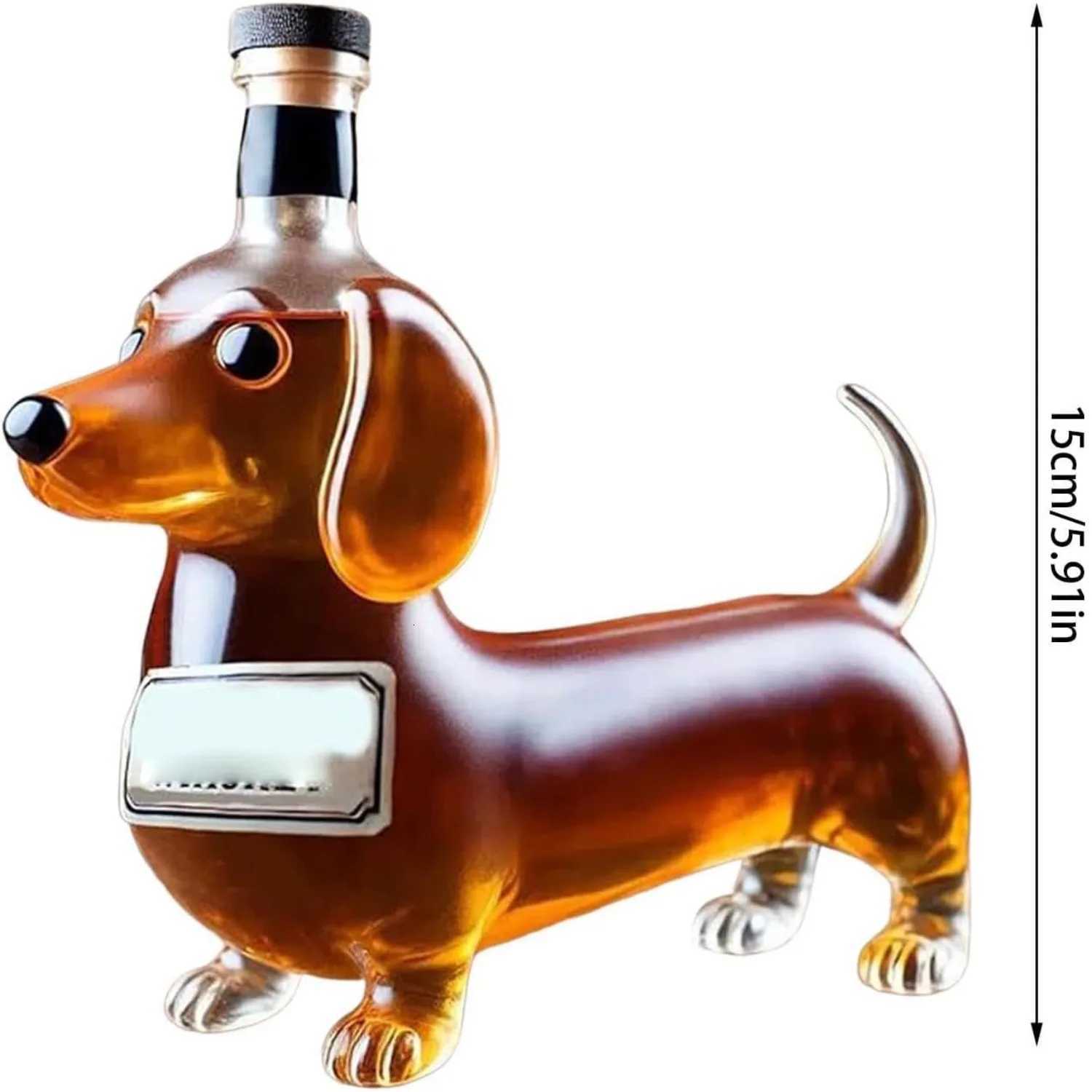 Dachshund 3D Whiskey Decanter sculpted glass wiener dog bar office decor Z250919