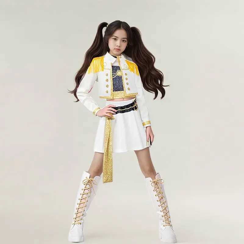 New 2025 Anime KPop Huntrix Zoey Mira Rumi Demon Hunters Cosplay Costume Kids Baby Girls White Black Golden Halloween Outfit L250918