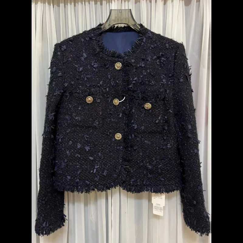 Luxury Tweed Short Coat for Women Small Fragrance O Neck Tassel Simple Casual High Quality French Fashion Autumn Winter Z250918
