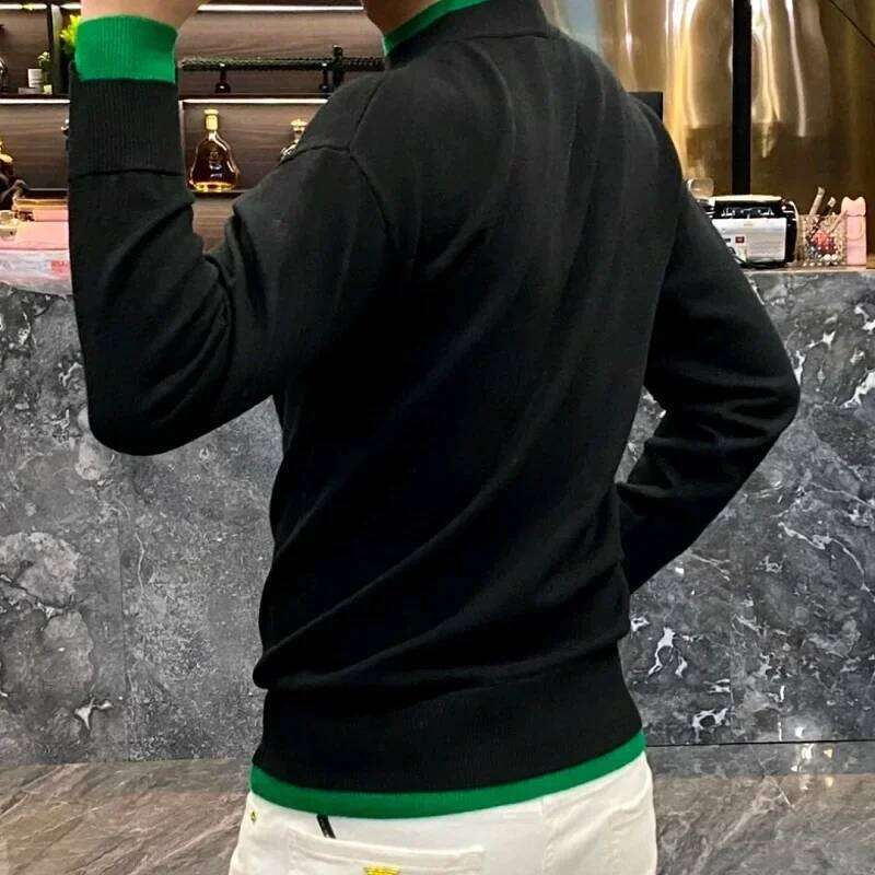 Autumn/Winter Casual Men's Sweater Long Sleeve Pullovers Fashion Contrast Crew Neck Sweatshirt Streetwear Men Clothing M-4Xl