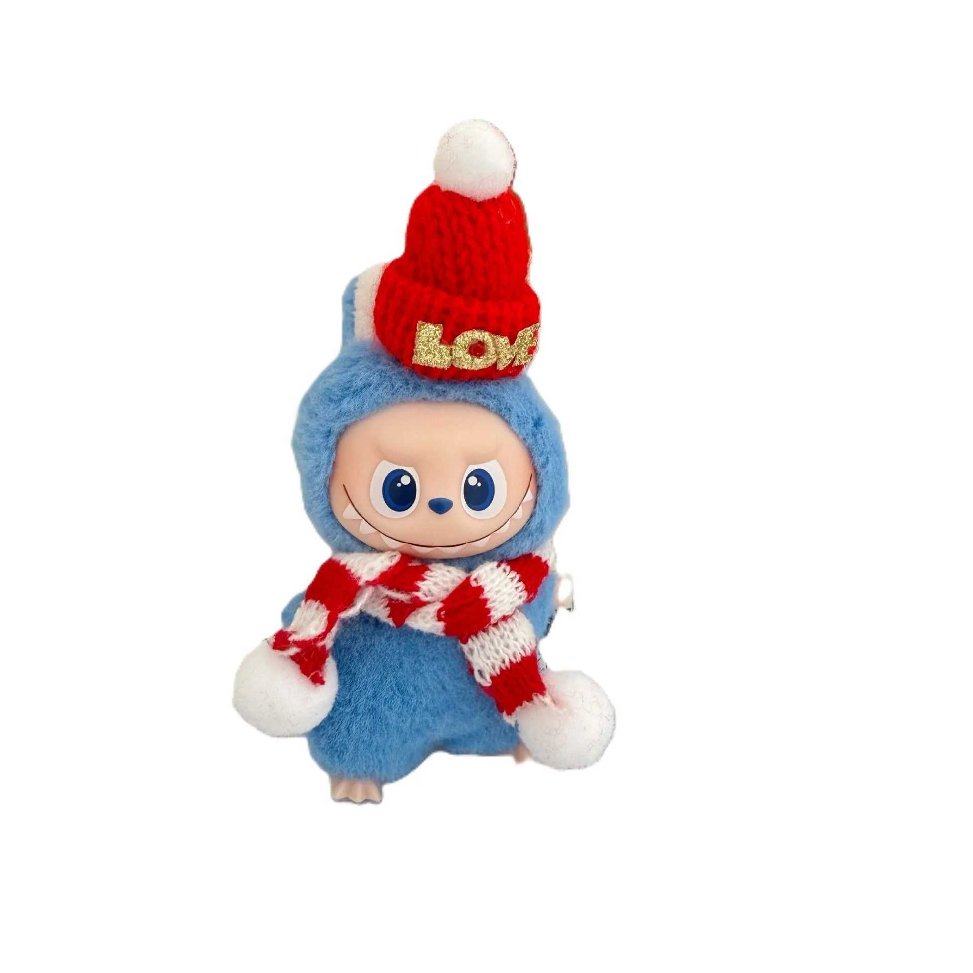 Labubu Christmas Clothing Red Hat Scarf Set For Labubu V4 The Monsters Pin for Love Series Doll Clothes Outfit Accessories C250919