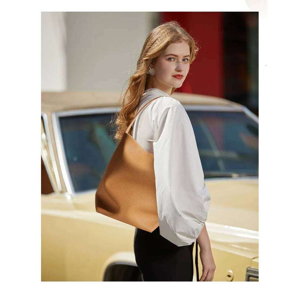 Designer Bag Luxury Bag Soft Cowhide Bucket Commuting Large Capacity Lazy Style One-Shoulder Armpit Big Leather Women's Bag