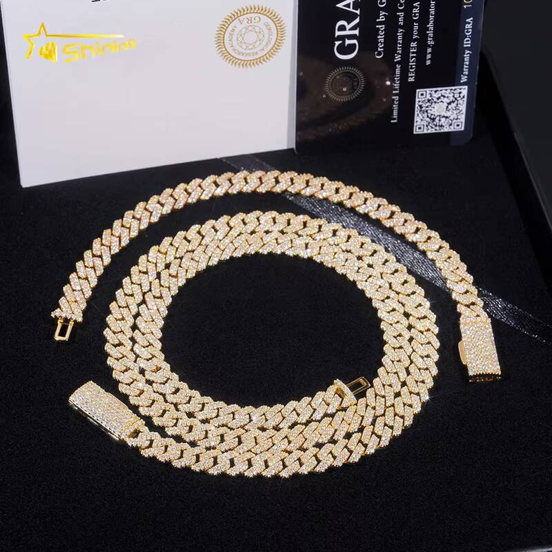 Fast Shipping Cheap Price 2Rows 8MM Men Chain Iced Out Diamond Cuban Link Hip Hop Style Necklace VVS Moissanite Cuban Link Chain