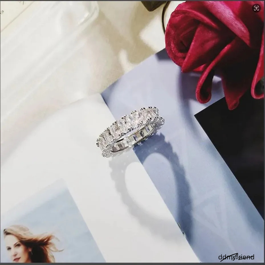 Designer Rings Full Dia Square Womens Classic Inlaid Zircon Ring Jewelry Gifts ddmyfriend
