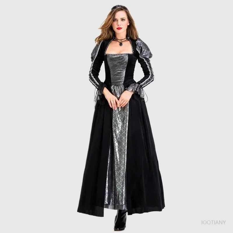 Halloween Day of the Dead Sexy European Medieval Retro Court Gothic Poison Queen Evil Vampire Costume Carnival Party Devil Witch L250918