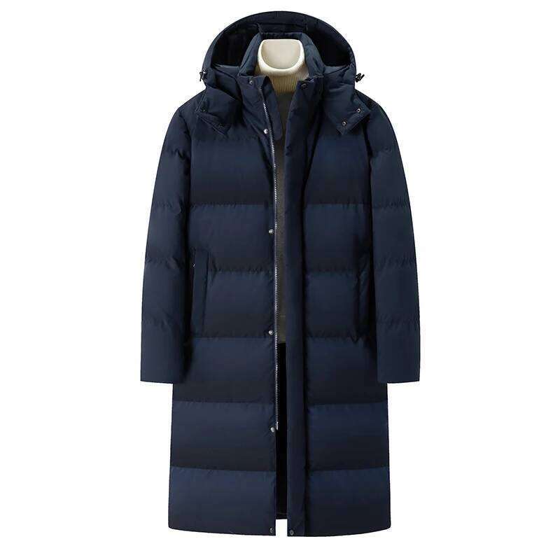 Winter Jacket Men's Casual Lightweight Thick Removable Cap White Duck Down Parka Men Brand Snow Clothes Long Knee Warm Coat