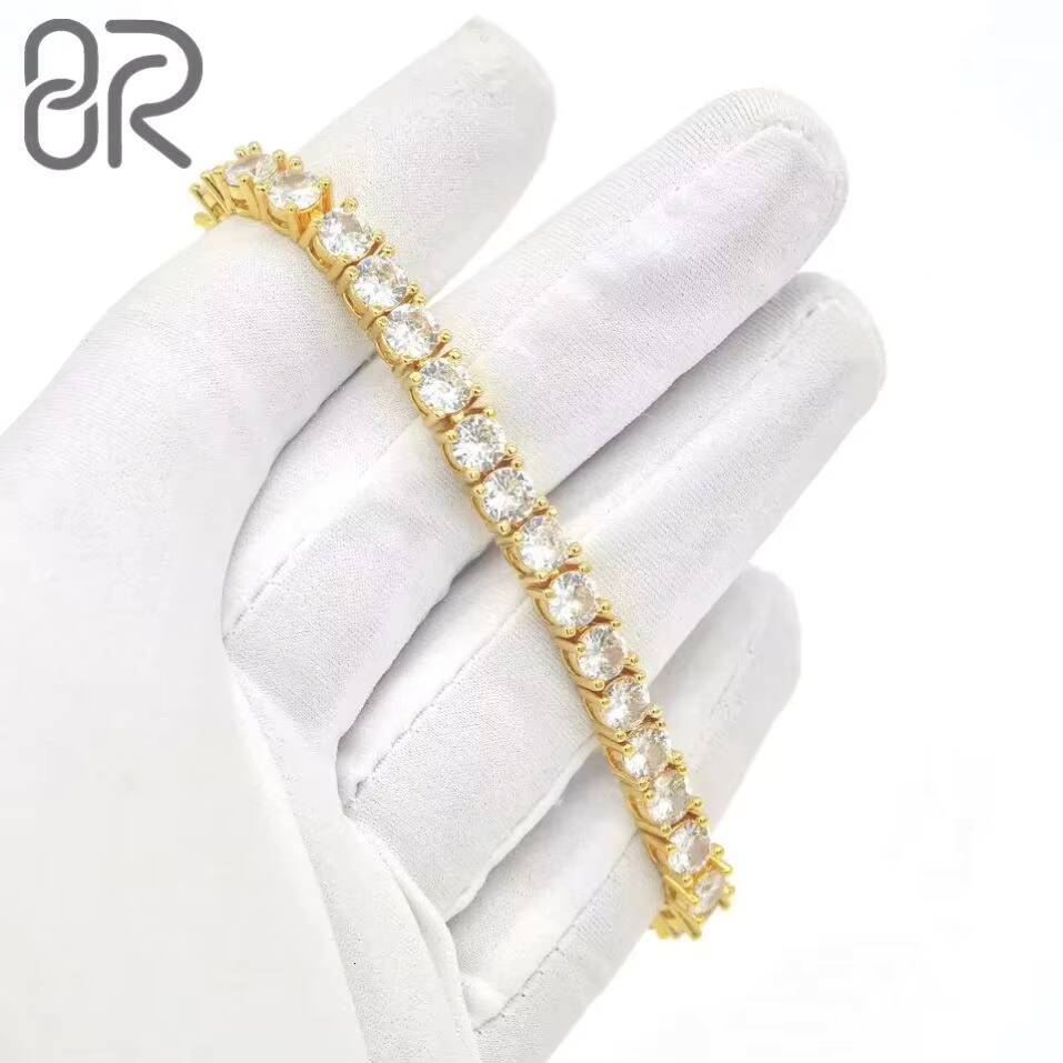 10K 14K 18K Gold Tennis Chain Hip Hop Style Round Brilliant Cut VVS Moissanite Diamond Wholesale Tennis Link Necklace