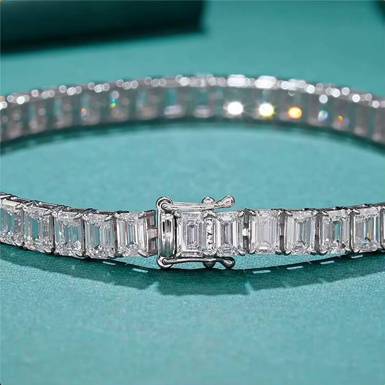 VOAINO 18K 14K 9K Gold Luxury Jewelry Emerald Cutting Women Mens Cuff Tennis Bracelets With Lab Grown Diamonds