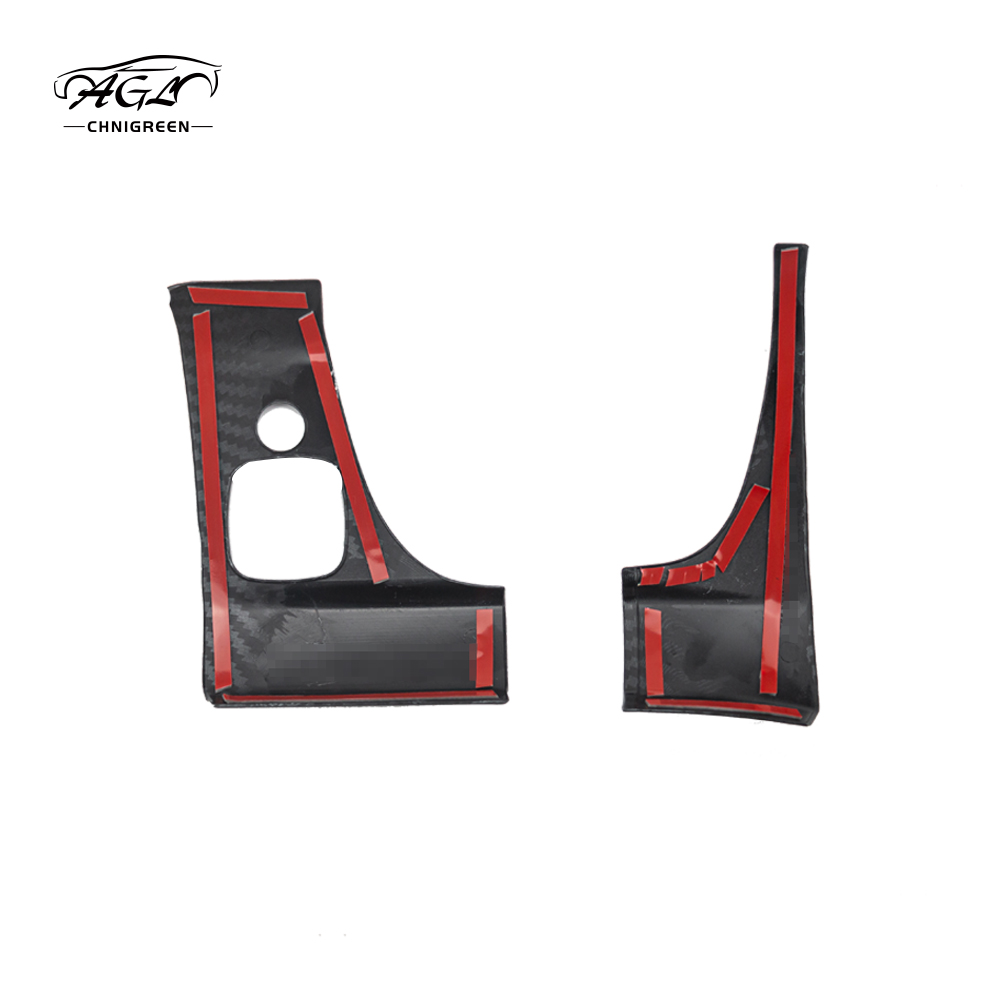 2pcs Carbon Fiber Color Rearview Mirror Adjustment Button Dashboard Cover Trim for Ford Ranger 2015-2021