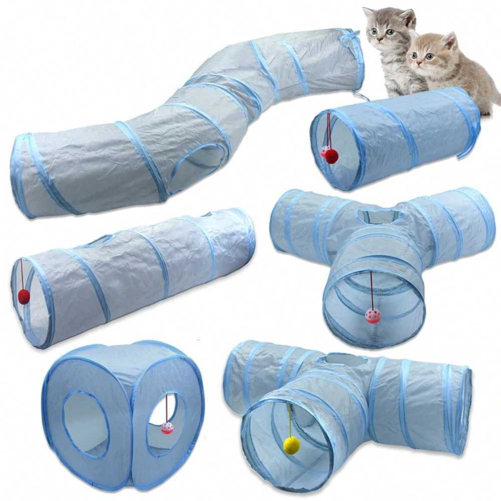 Gray 3Way Foldable Pet Cat Tunnel Tube Toy Kitten Tunnel Toy With Peep Hole Pet Training Interactive Toy Tunnel Tube X250918