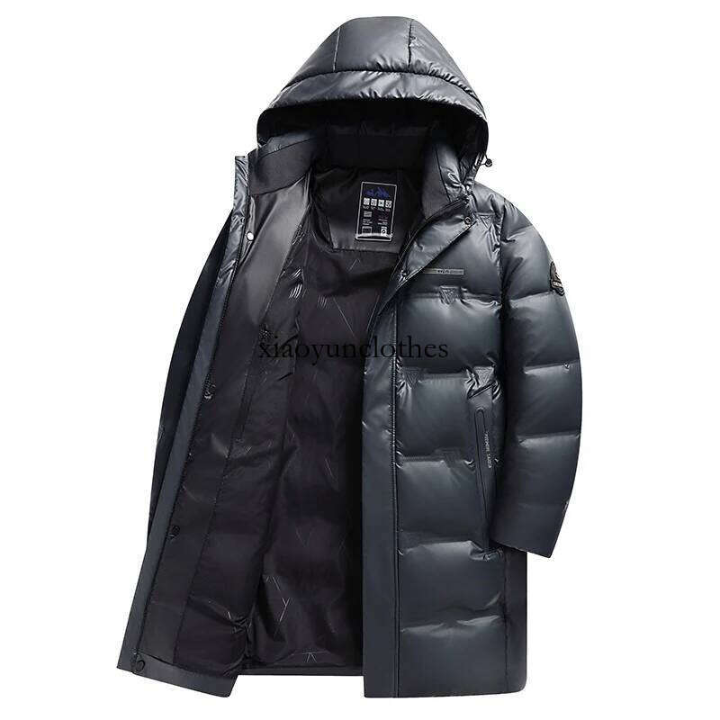 Casual Men's Mid-Length Warm Hooded White Duck Down Jacket 2025 Winter Windproof Puffer Coat Outwear Loose Thick Padded Clothing