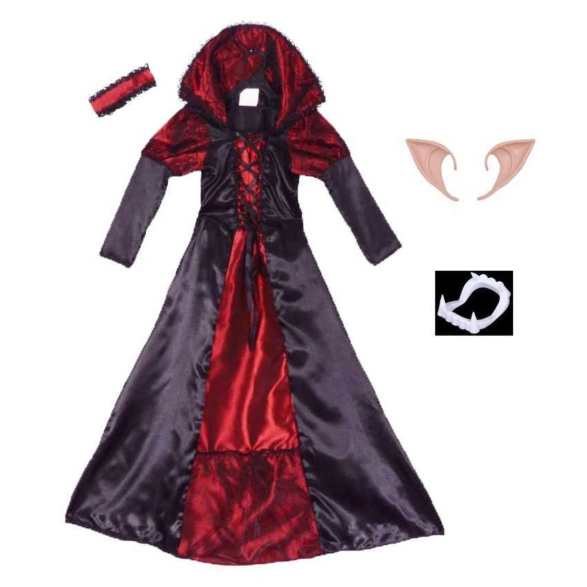 Child Kids Girls Gothic Vampira Vampire Costume Deluxe Victorian Vampiress Costumes Halloween Carnival Party Fancy Dress Umorden L250918