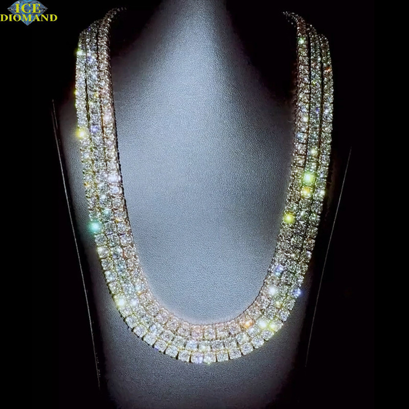 FaMoissaniteory New Arrival Price Tennis Chain Hip Hop 925 Pure Silver 2mm 3mm 4mm 5mm 6mm 65mm VVS Moissanite Diamond Tennis Chain