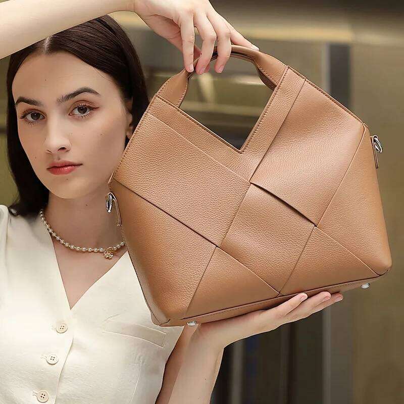 Designer Bag Luxury Bag New Top Layer Cowhide Braided Women's Work Handbags Triangular Design Fashionable Soft Genuine Leather Tote Crossbody Bag