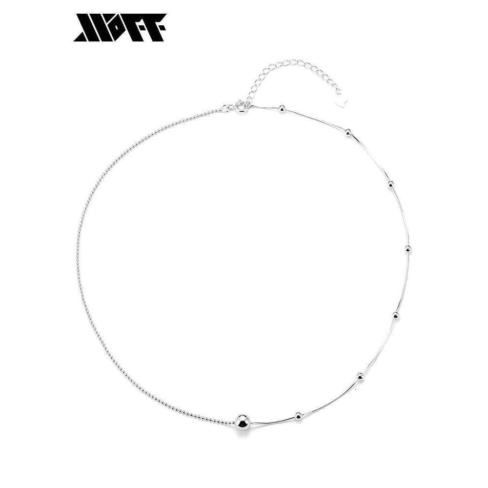 XXOFF Light Niche Snake Bone Sier Bead Chain Fancy Splicing Adjustable Necklace Gift for Girlfriend