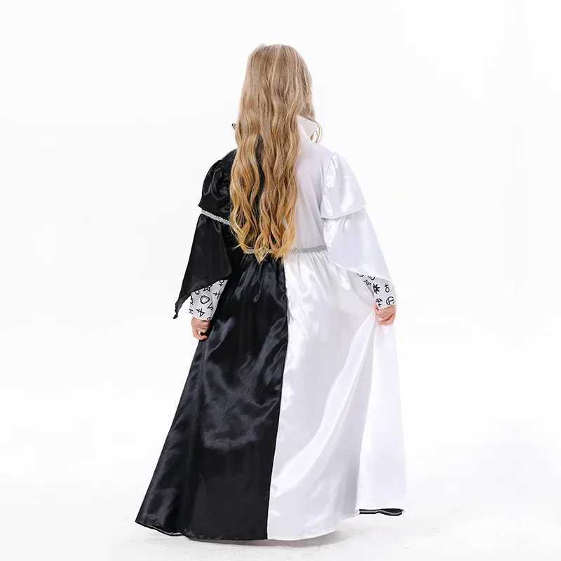 Children Halloween Costumes Girl Black White Witch Cosplay Dress Festive Princess Costumes Christmas New Year Gifts L250918