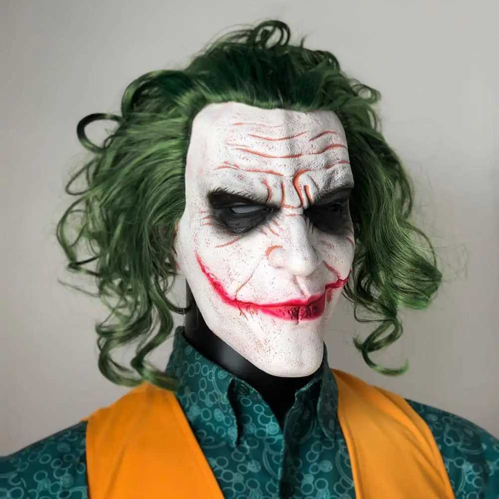 The Dark Knight Joker Cosplay Mask Halloween Party Unisex Adult Latex Mask Head Cover Party Performance Stage Props L250918