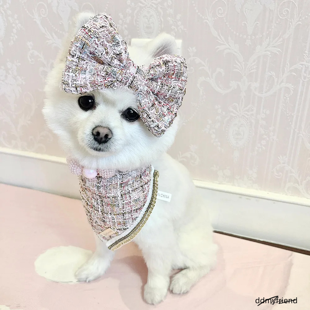 Bandanas And Hair Bow, Princess Dog Wedding Bandana, Soft Durable Fabric Bibs Kerchief Scarfs, Adjustable Fit. Designs For Small Medium Dogs Cats Red 