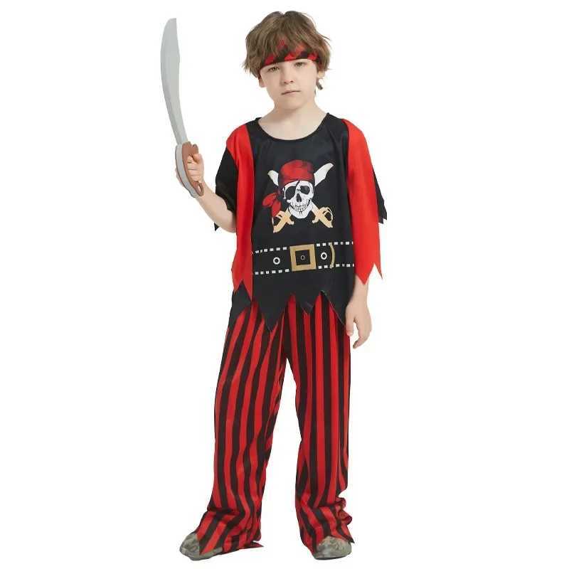 312 Years Old Cute Boy Pirate Costume Printed Striped Pirate Outfit Party Prom Performance with 7PC Toy Gift L250918