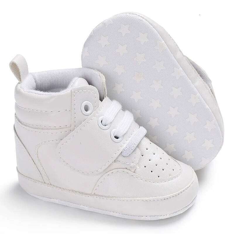 Newborn Baby Fashion Sneakers Boys Girls Solid Lace Up High Shoes Toddlers Breathable Non Slip First Walkers 0-18 Months