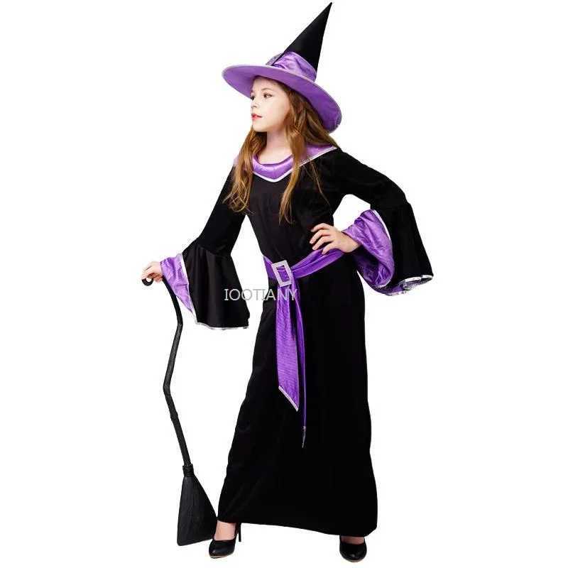 Witch Role Play Party Costume Purple Girl Witch Halloween Costumes Holiday Party Cute Girl Stage Performance Set L250918