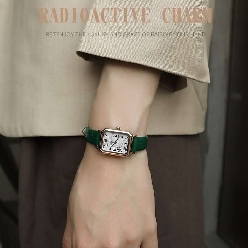 Rscy Dial Women's Niche High-end Genuine Leather Small Designer Square Wristwatch Light Luxury Temperament Quartz Watch