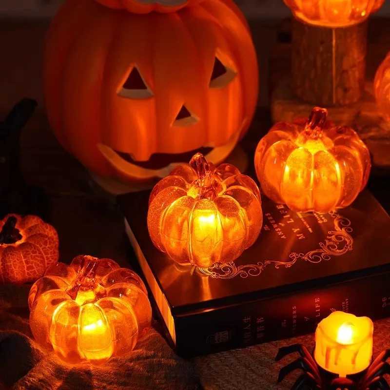 110PCS Halloween LED Pumpkin Decoration Glowing Tabletop Ornament Spooky Party Prop Haunted House Desktop Display C250919