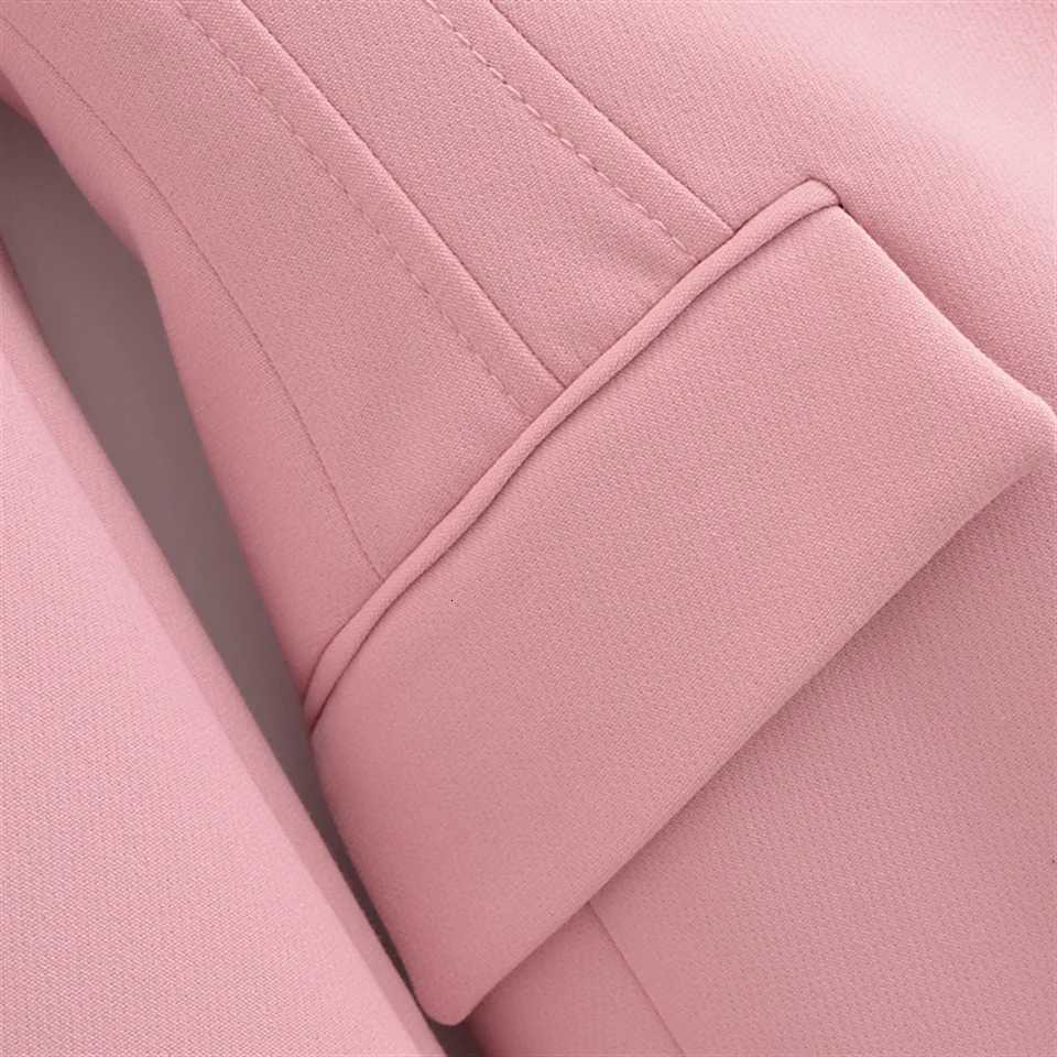 TRAF Autumn New Product Womens Fashion Casual Solid Color Slimming Collar Pocket Decoration Long Sleeve Suit Coat Z250918