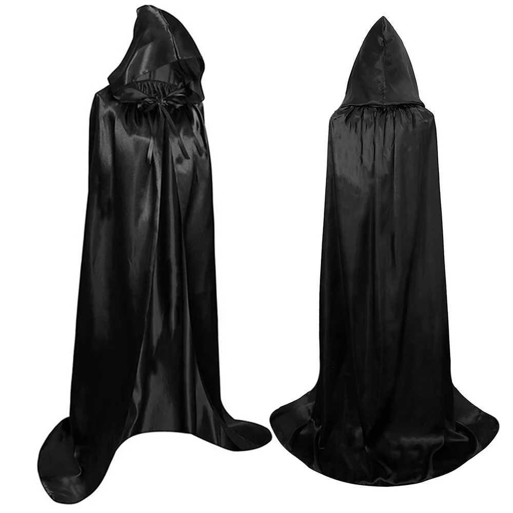 Halloween Cloak Soft Unisex Hooded Black Robe Witch Long Cape Cosplay Costume Prop Party Performance Supplies Holiday Decoration L250918VNKQ