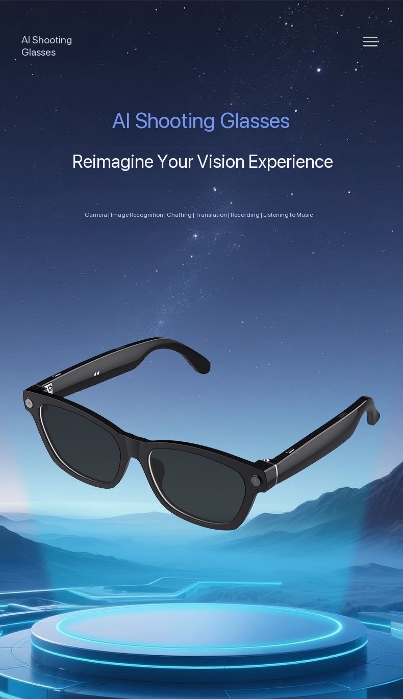 New Lightweight Smart AI Translator Glasses Object Recognition Bluetooth WIFI Music Playback Multi-Language designer sunglasses