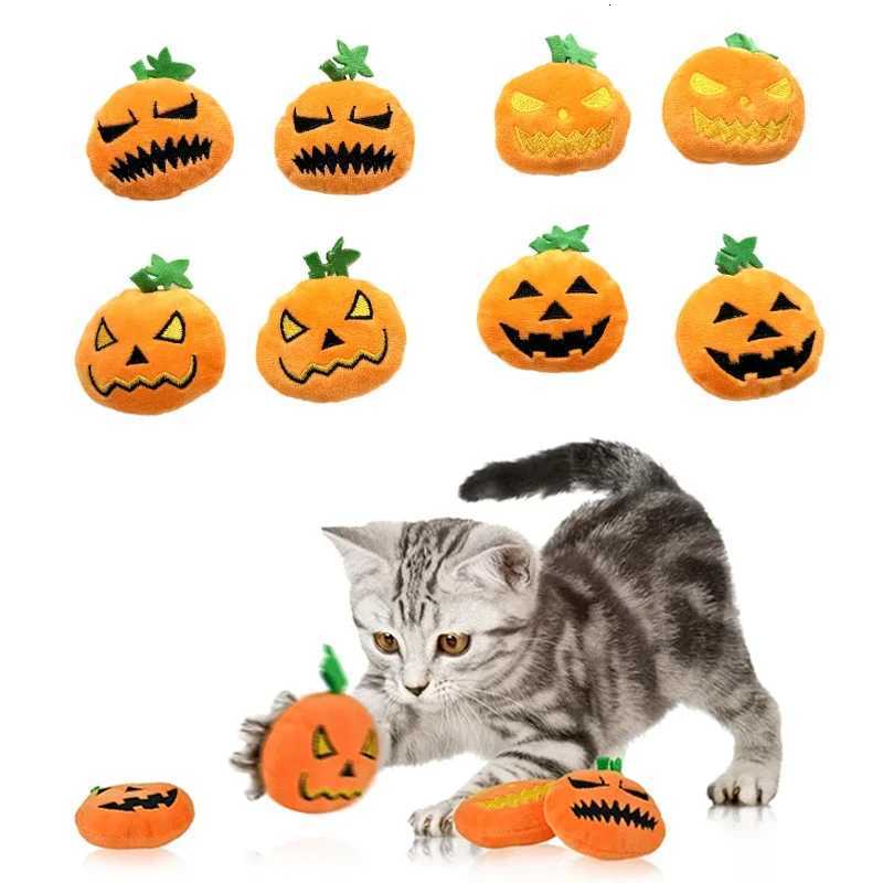 Halloween Cat Toys Large Cute Pumpkin Interactivity Plush Dog Toys Soft Durable Teething Cleaning Teeth Pet Supplies X250918