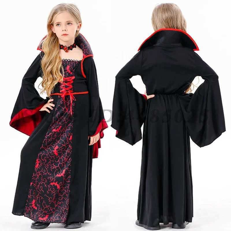 Child Girls Vintage Fancy Dress Gothic Retro Role Play Clothes Medieval Vampires Witch Cosplay Costume Halloween Party Dresses L250918