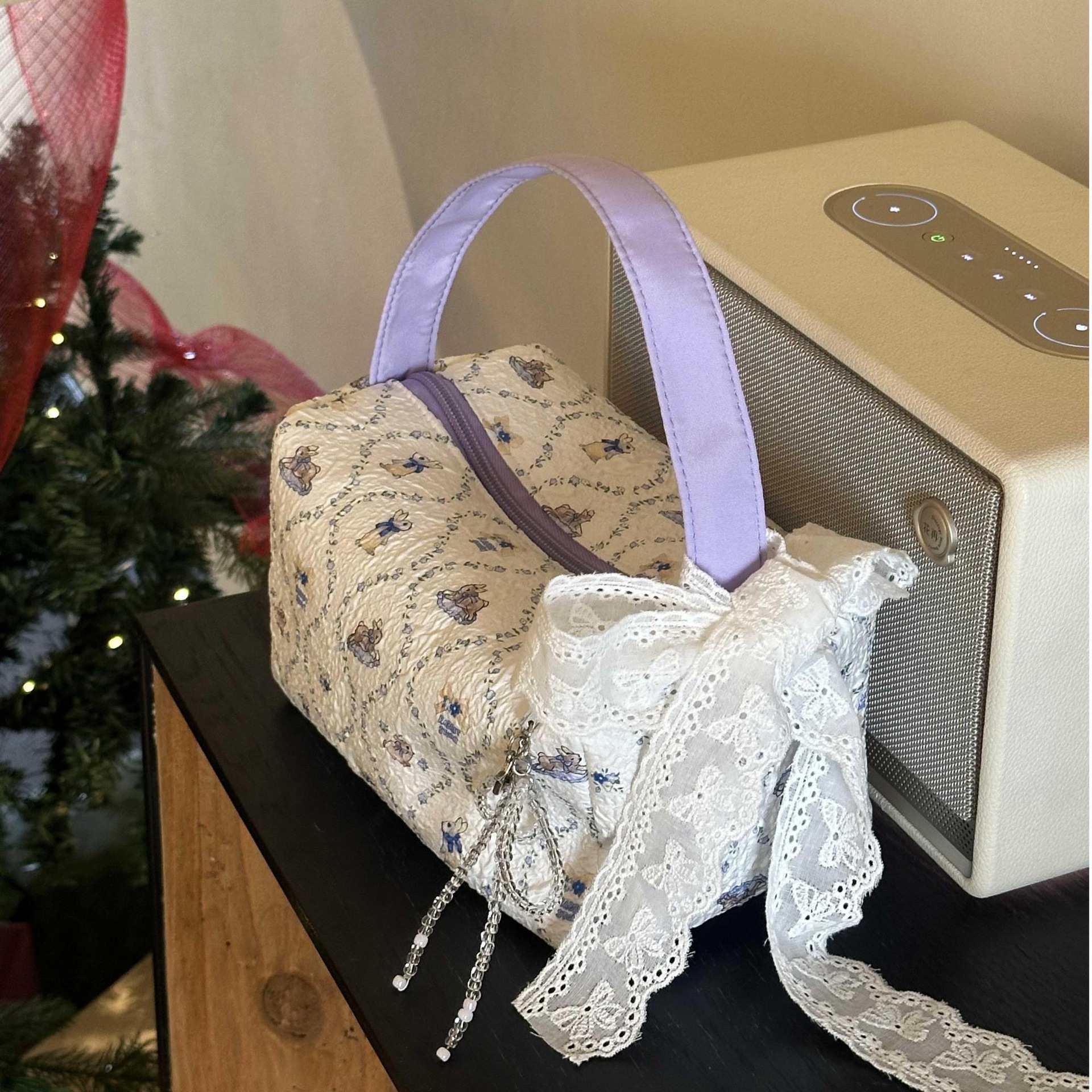 New Fortune Purple Rabbit Makeup Bag Women s Shoulder Bag Large Capacity Storage Bag Cartoon Printed Bag Commuter Women s Bag design Autumn New Design